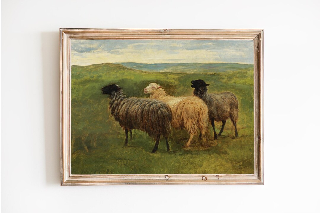 Vintage Sheep Oil Painting Print – Farm Animal Wall Art - Etsy