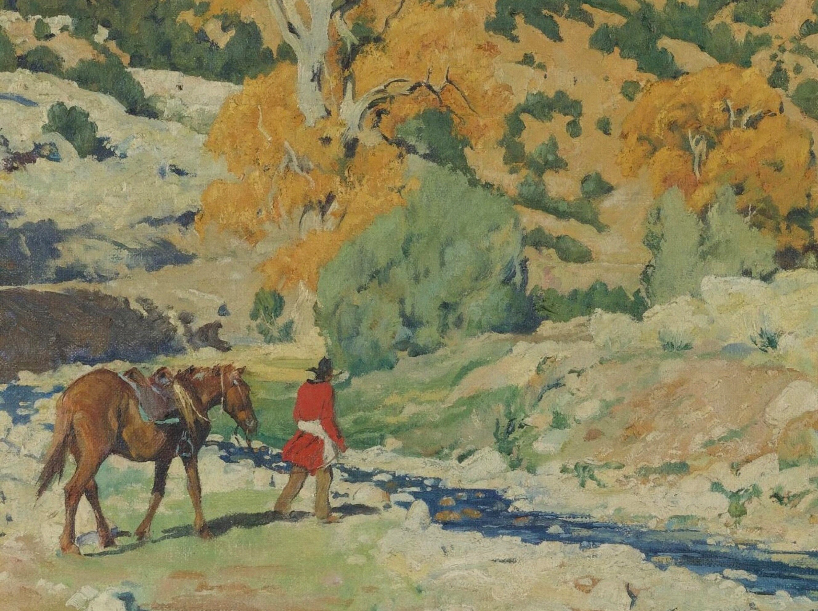 Vintage Cowboy Landscape Art Print – Western Scenery Oil Painting - Etsy