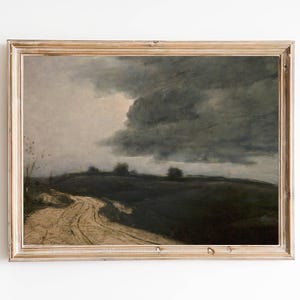 GRATIS VERZENDING - donkere wolken naderen vintage schilderij - humeurige Amerikaanse landschapsschilderkunst - 19e-eeuwse landelijke landschapskunstdruk