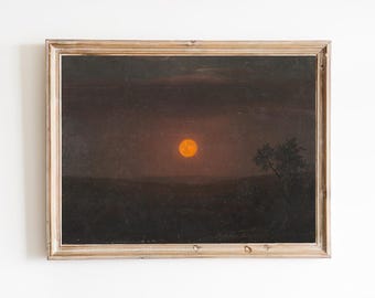Vintage Moonlight Art Print - Moody Night Landscape