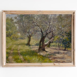 FREE SHIPPING - Olive Grove Vintage Art - Olive Trees Landscape Painting - Countryside Landscape - Olive Tree Leaves Art Print