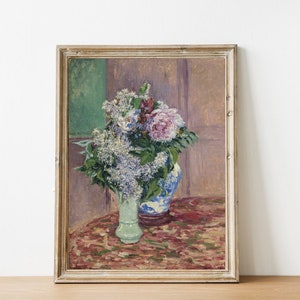FREE SHIPPING Lily Flower Vase Vintage Oil Painting Colorful Flowers Wall Art Print French Impressionism Classic Flower Painting image 3