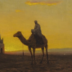 LIVRAISON GRATUITE Peinture de paysage du désert africain Balade à dos de chameau à travers lart du désert Art du paysage arabe la nuit image 5