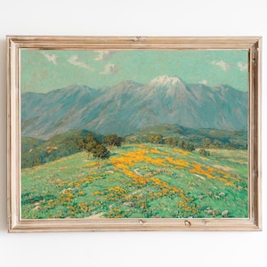 Yellow Flower Meadow Art Print – American Mountain Landscape