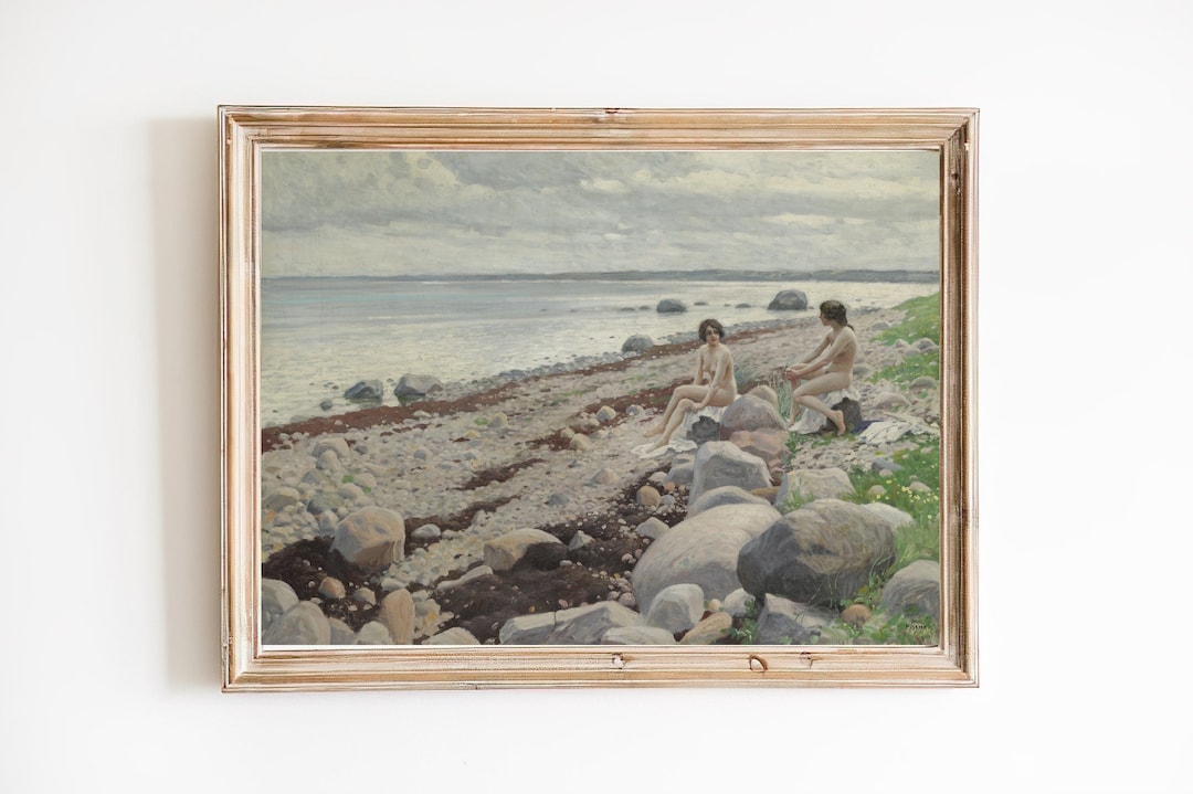 FREE SHIPPING Nude Girls At The Beach Painting Vintage Nude Women Art free-shipping-nude-girls-at-the-beach-painting-vintage-nude-women-art