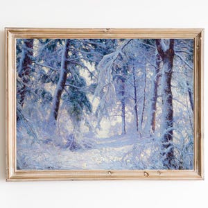 FREE SHIPPING - Snow Covered Trees Painting Print - Winter Forest Landscape Painting - Beautiful Winter Scenery Art Print