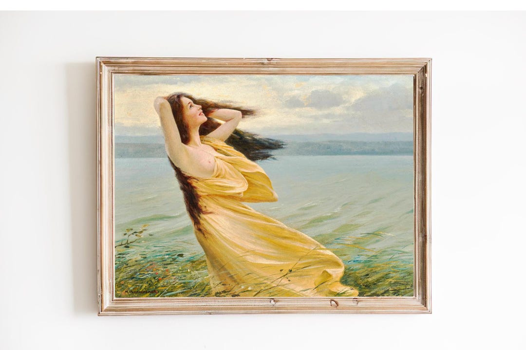 Antique Canvas Nude Woman with Short Hair