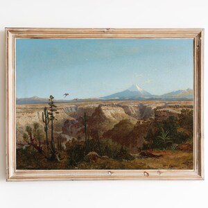 FREE SHIPPING - Chile Desert Vintage Art Print - South American Volcano Art - Chile Desert Landscape Painting