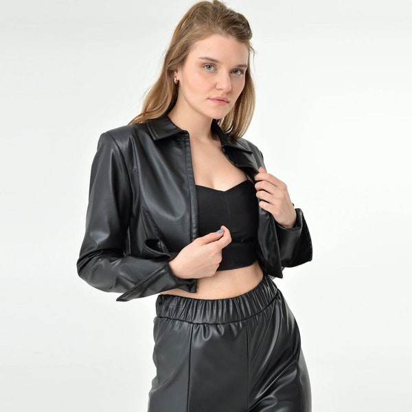 Cropped Biker Jacket - Etsy