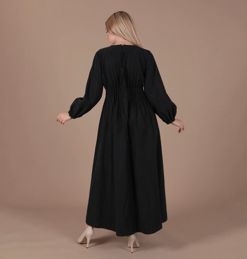 Long Sleeve Fit and Flare Maxi Dress, Flowy Ankle Length Dress, Long Cotton Back Lace Dress, Victorian Dress, Boho Maxi Dress, Modest Dress image 5