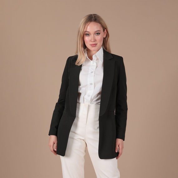 Elegante blazer a cuadros blanco y negro para mujer, Chaqueta de manga tres  cuartos con bolsillo decorativo, ropa de oficina, prendas de vestir  exteriores para mujer, tops chic（#Negro） | Linio Perú -