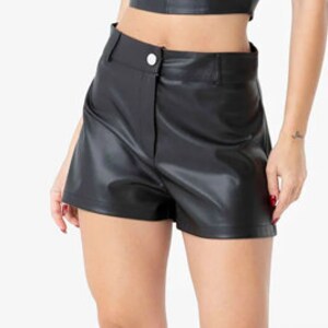 Elastic Waist Vegan Leather Shorts main image 0