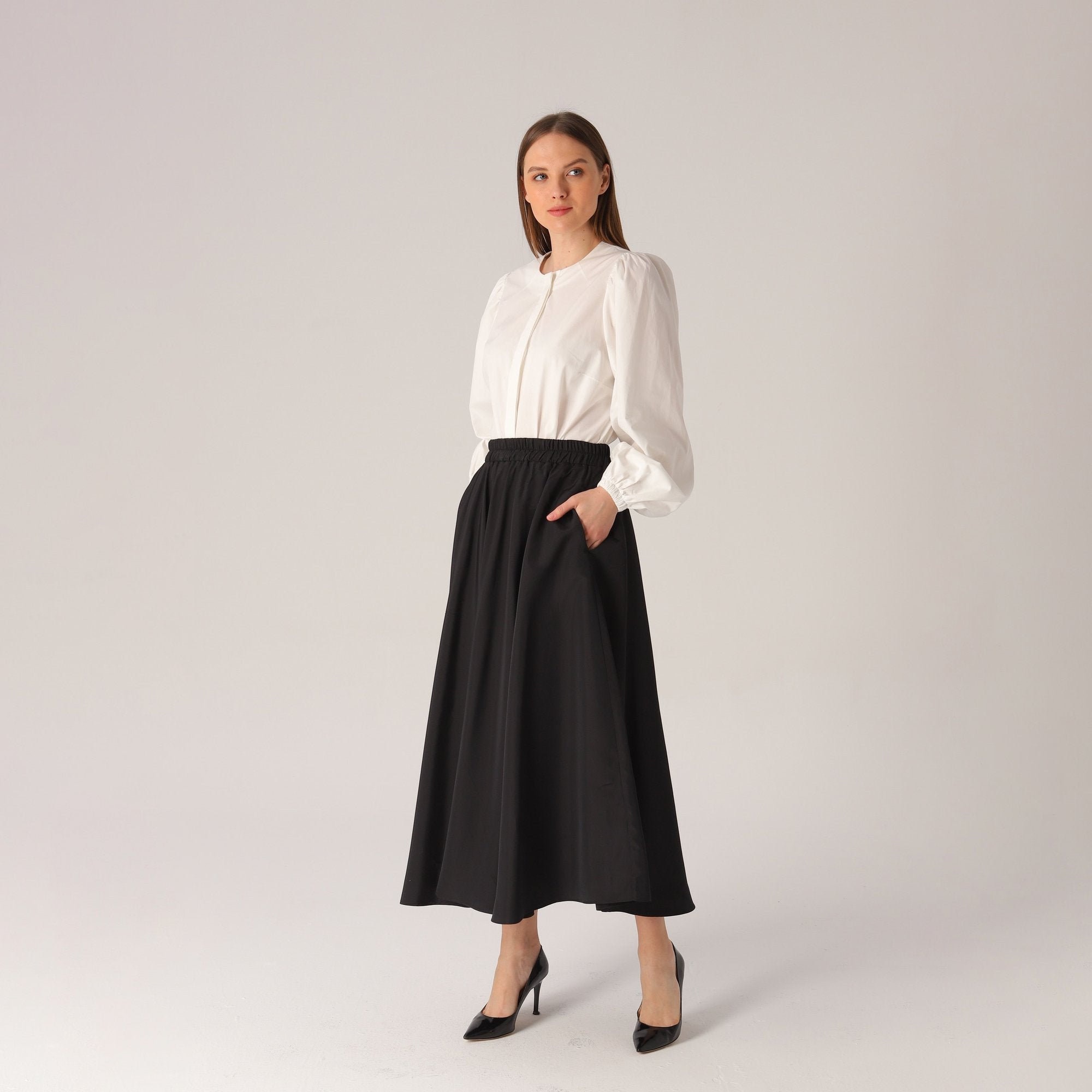 long black boho skirt