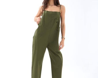 Bomullsboho Overaller med remmar – Damjumpsuit med vida ben