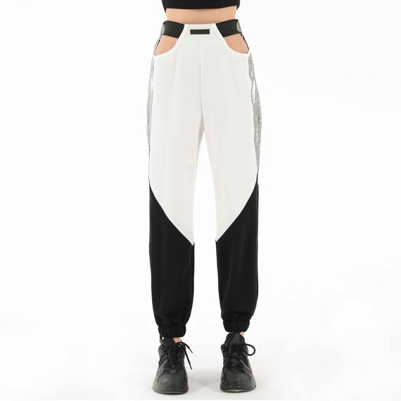 Jogger mitad blanco y negro sales