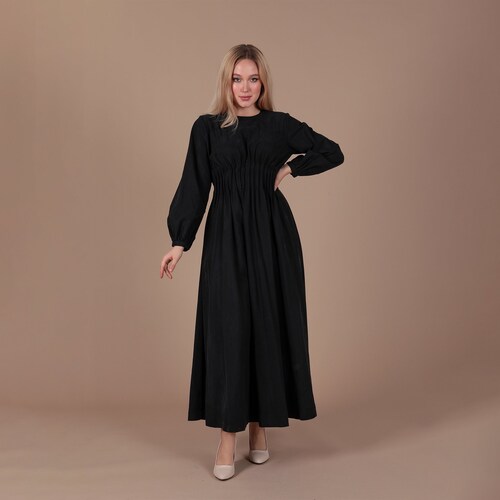 Long Sleeve Ankle Length Burgundy Dress 