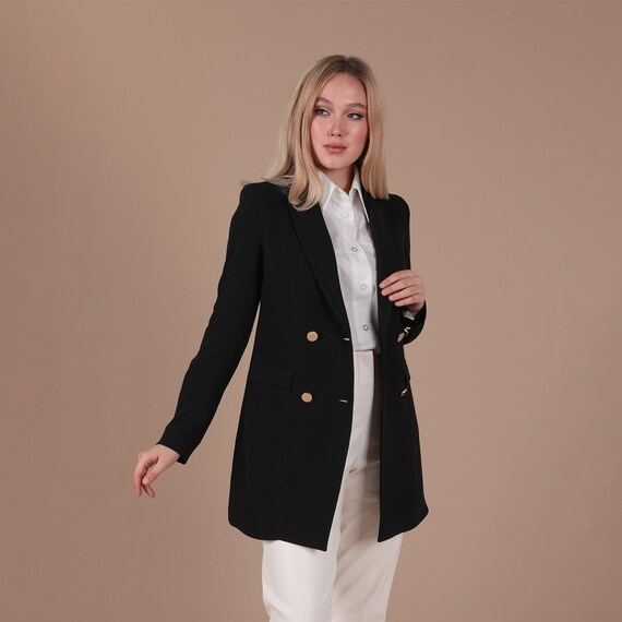 Four Button Black Formal Blazer Black 