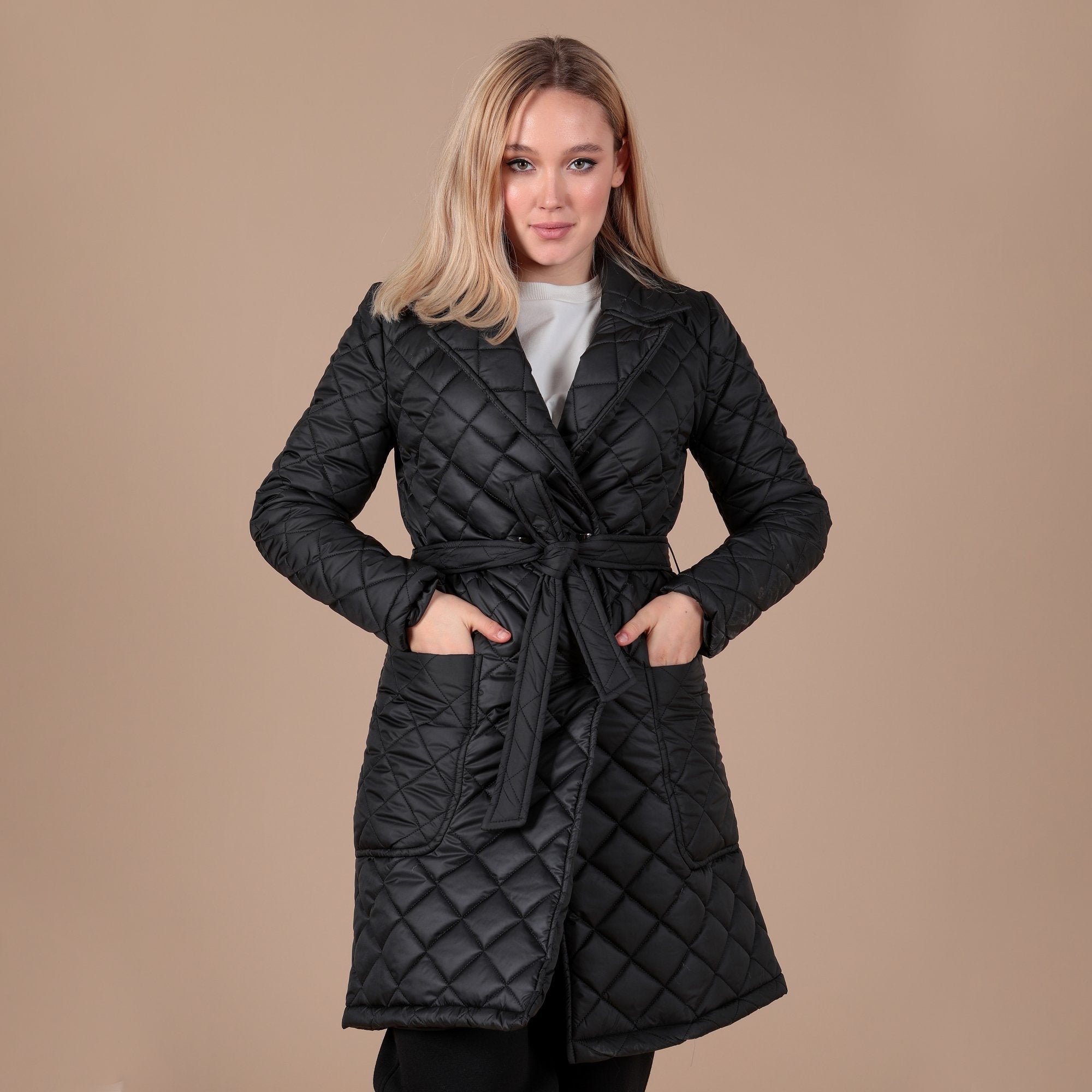 womens padded midi coat