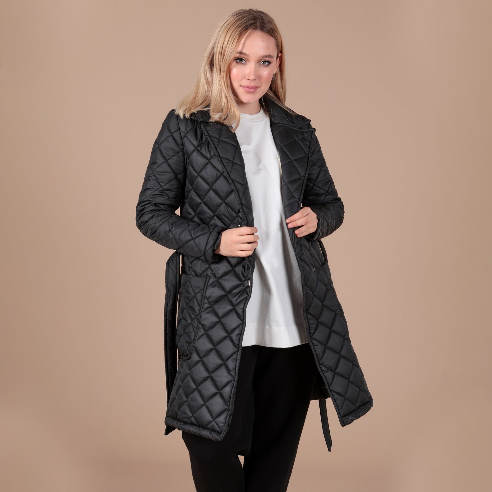 midi black puffer coat
