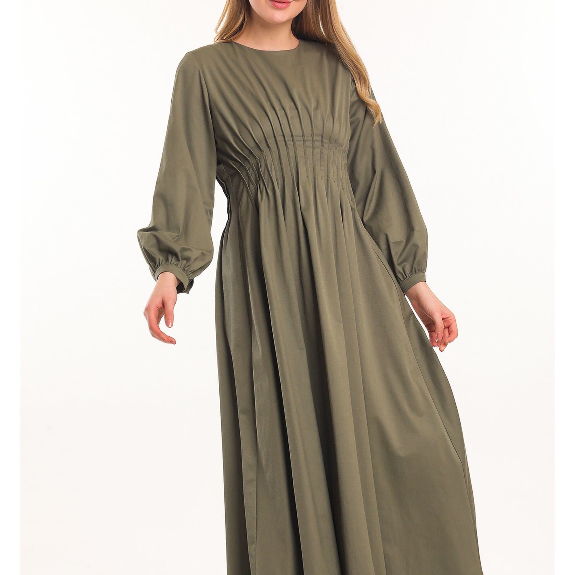 Khaki maxi dress with cheap sleeves