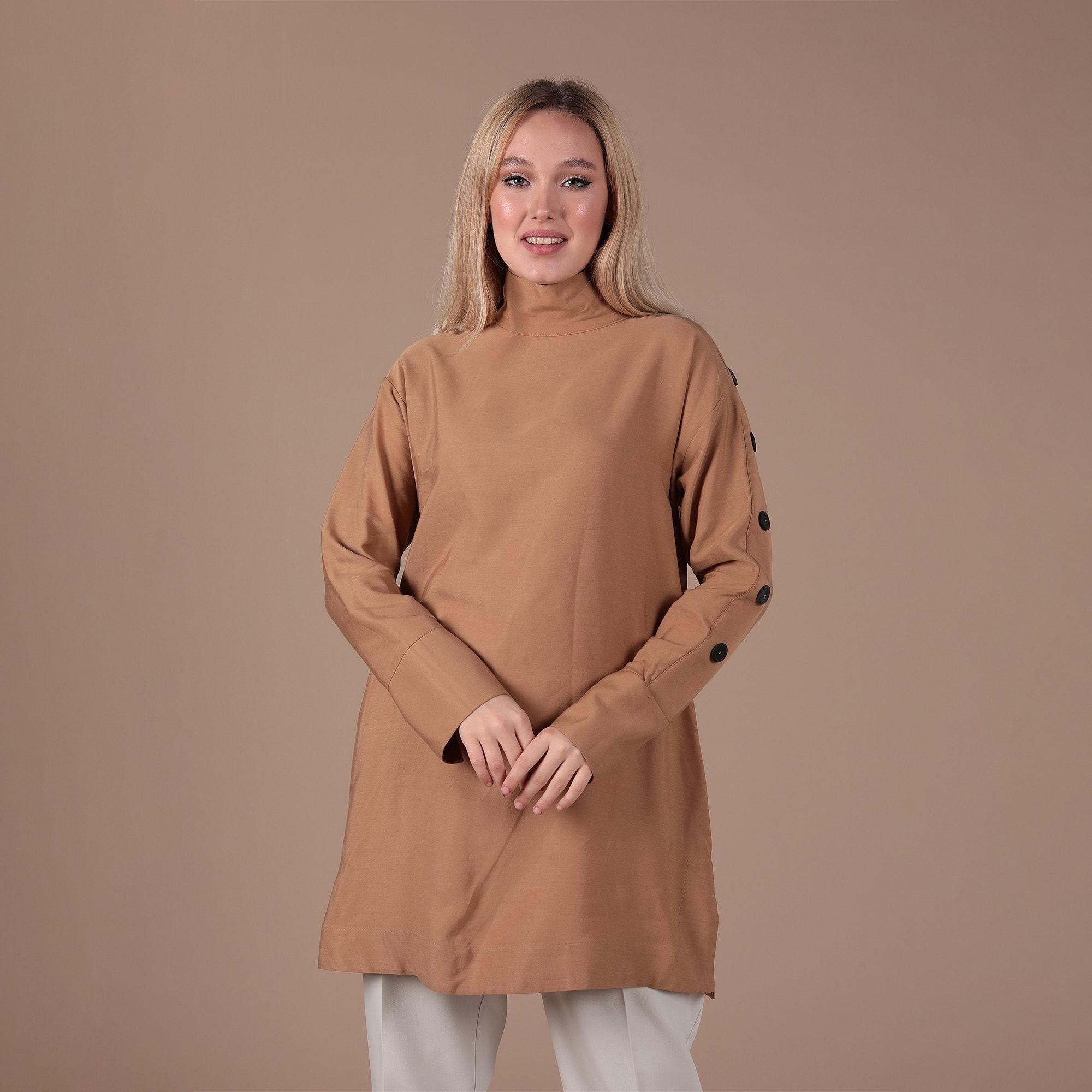 women's cotton turtleneck tunic
