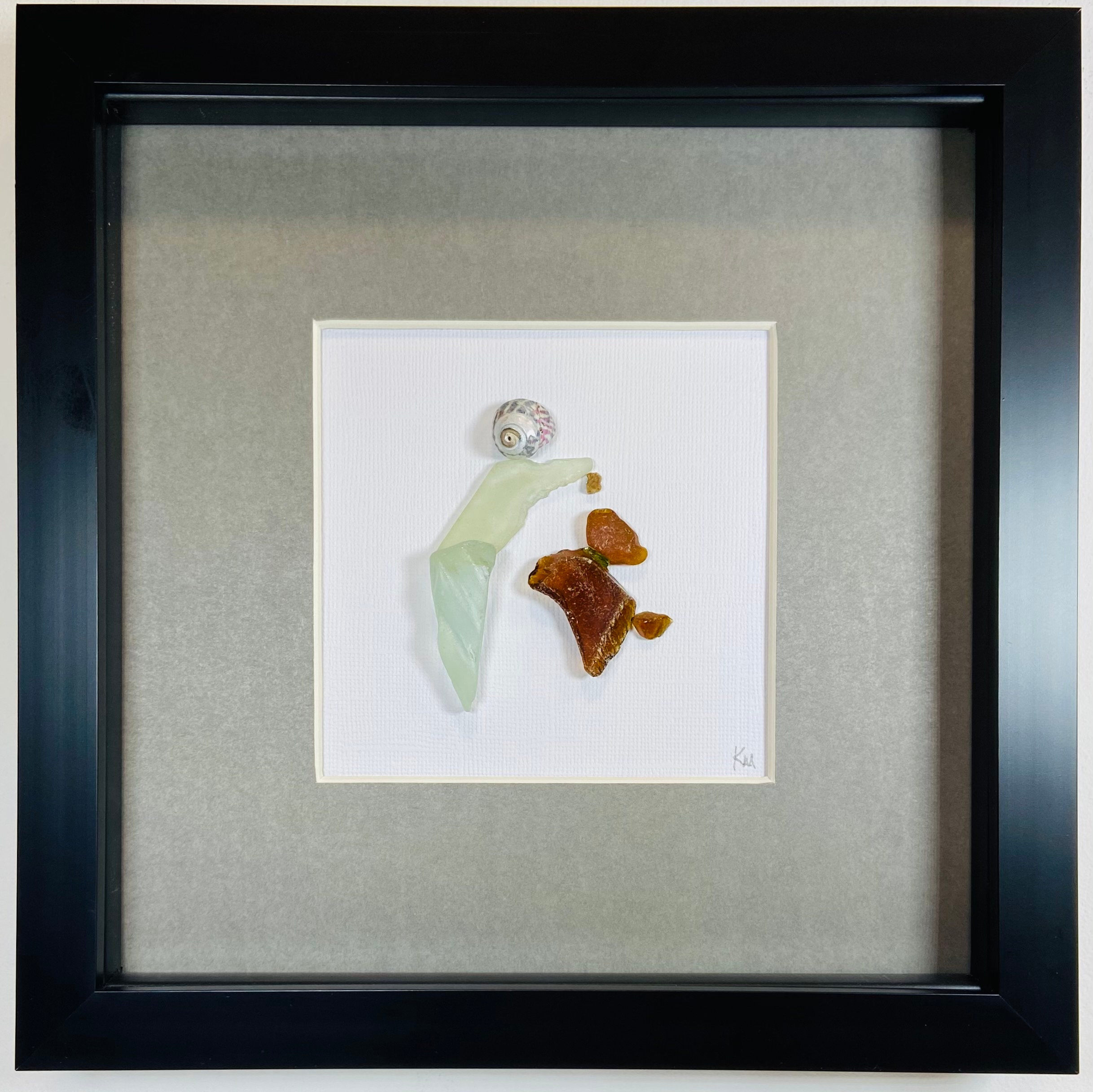 Sea glass art Sea glass dog Pebble art Pebble art dog Etsy