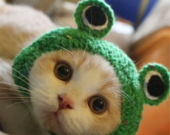 Knitting Wool Pet Hat Cute Cat Headwear Frog Puppy Kitten Hat Handmade Winter Autumn Pet Cap Dog Accessories For Little Dog