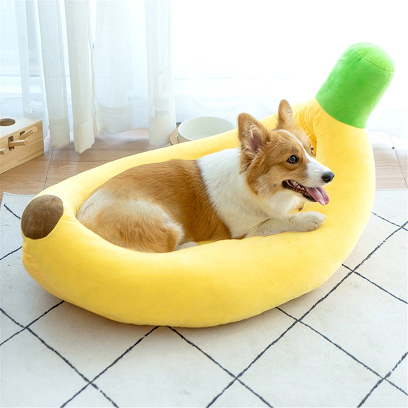 Funny Banana Shape Pet Dog Cat Bed House Plush Soft Cushion Etsy