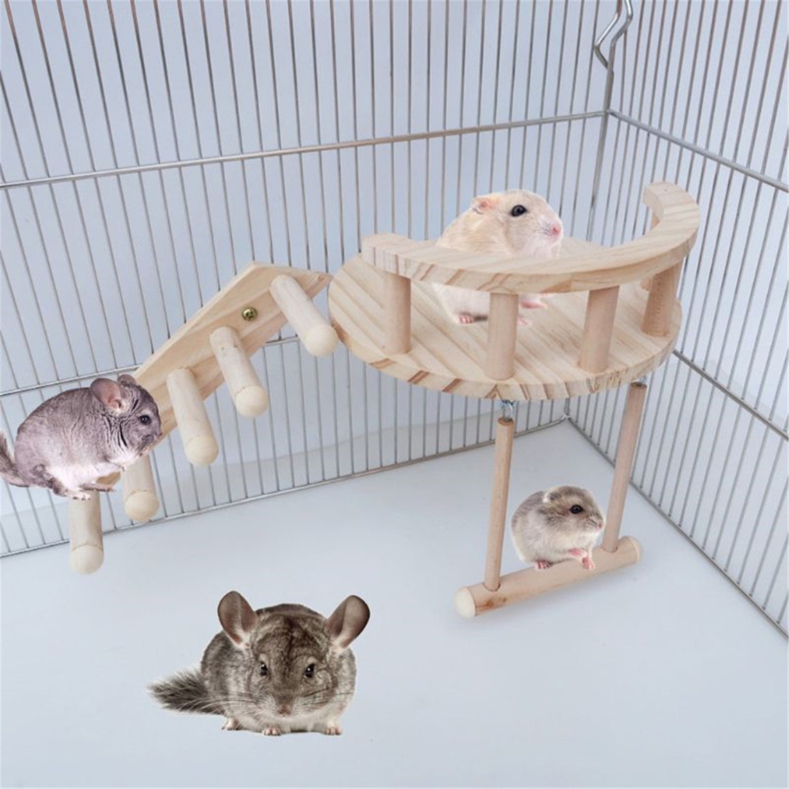 3Pcs Hamster Wooden Platform Small Pet Cage Fence Play Stand Etsy