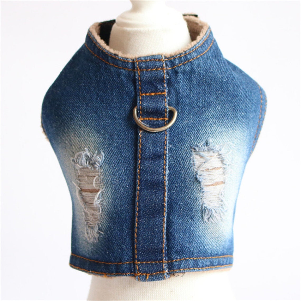 Small Dog Harness Vest Coat Jacket Denim Jeans Outfit Etsy