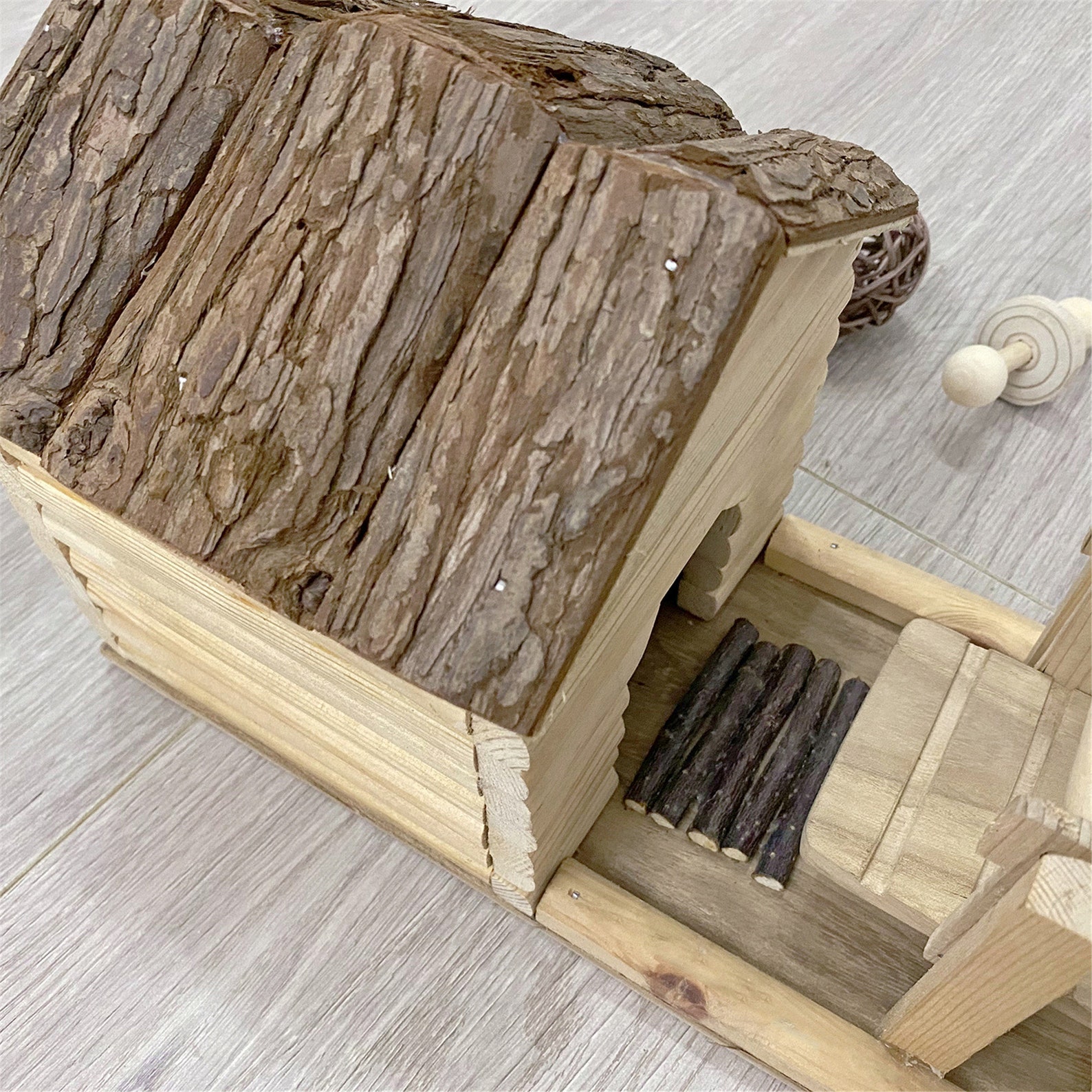 New Hamster Guinea Pig Log Handmade House Solid Wood Small Pet Etsy