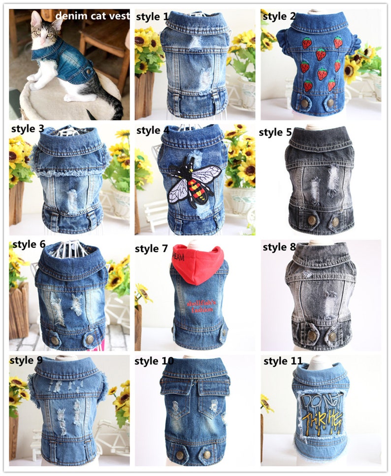 Denim Cat Clothes for Cats Fashion Cat Coat Jacket Warm Etsy
