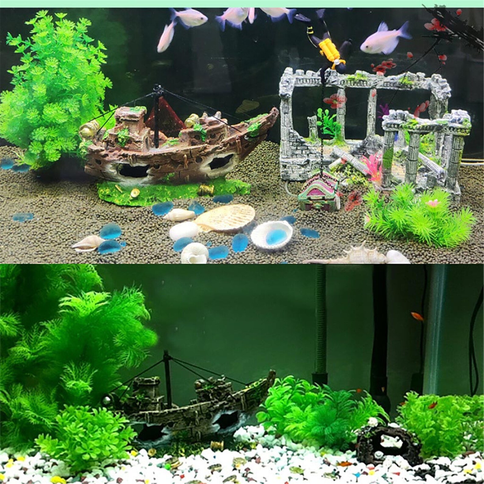 Aquarium Fish Tank Landscape Pirate Ship Wreck Ship Decor Etsy