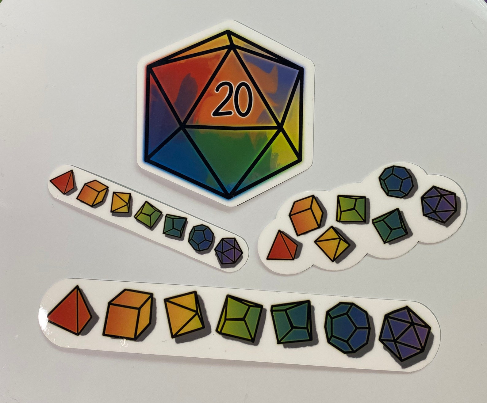 Polyhedral Dice Stickers SET OF 4 Rainbow Dice Stickers Etsy