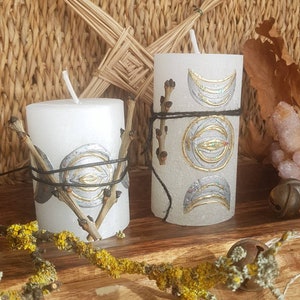 Witchy Ritual Candle Triple Moon CeItic / Intuition Cleansing Protection Meditation / Decor Witch Accessories, Ritual Craft, Pagan, Wiccan decor