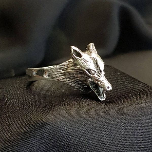 Silver 925 Wolfskopf Ring | Handmade Wolf Ring, Wolf Animal Ring, Men Ring, Men's Jewelry, Wild Wolf, Viking Jewelry, Nordic