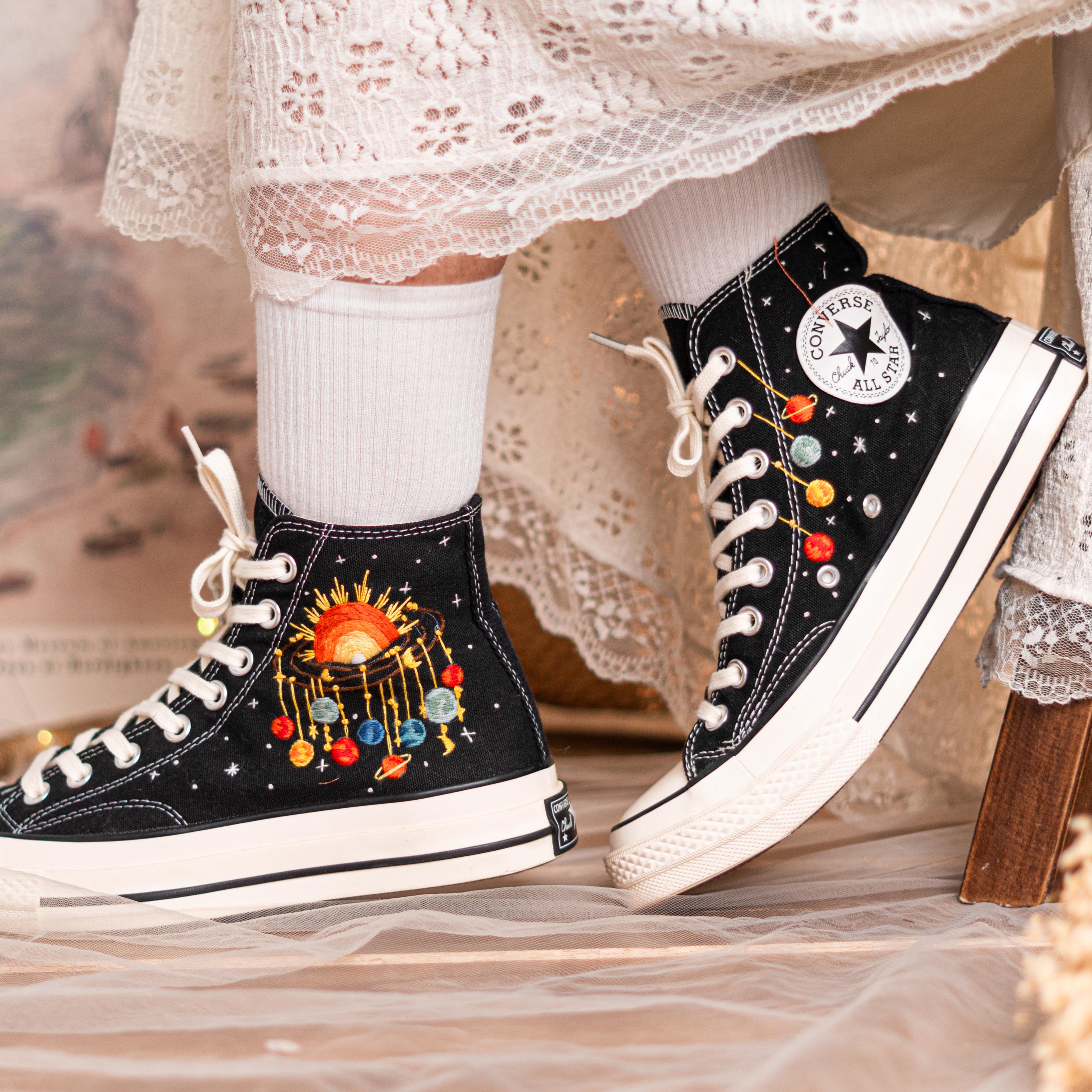 Custom Cosmic Embroidered Converse Chuck Taylor High Tops, Converse ...