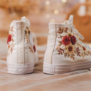Wedding Converse for Bride, Fall Rustic Flower Embroidered Converse ...