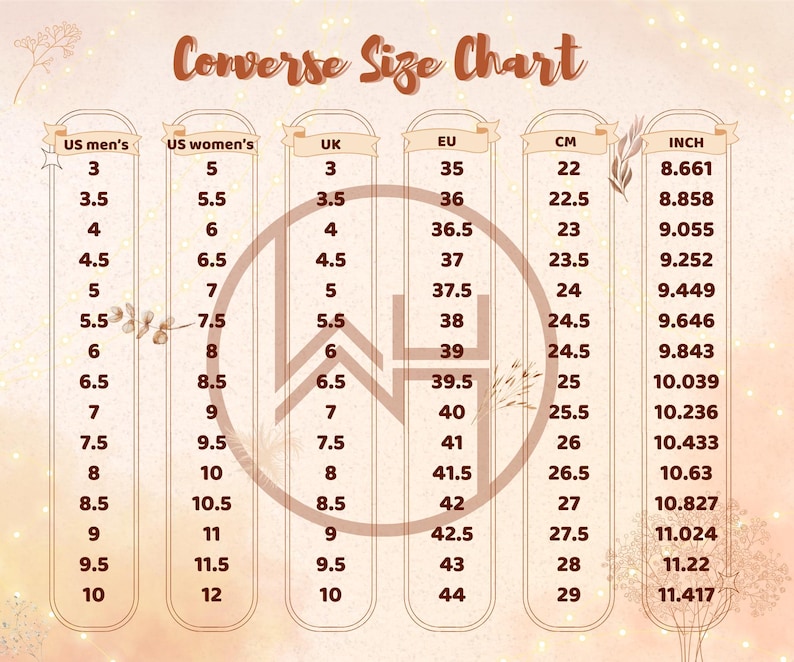 Converse size chart