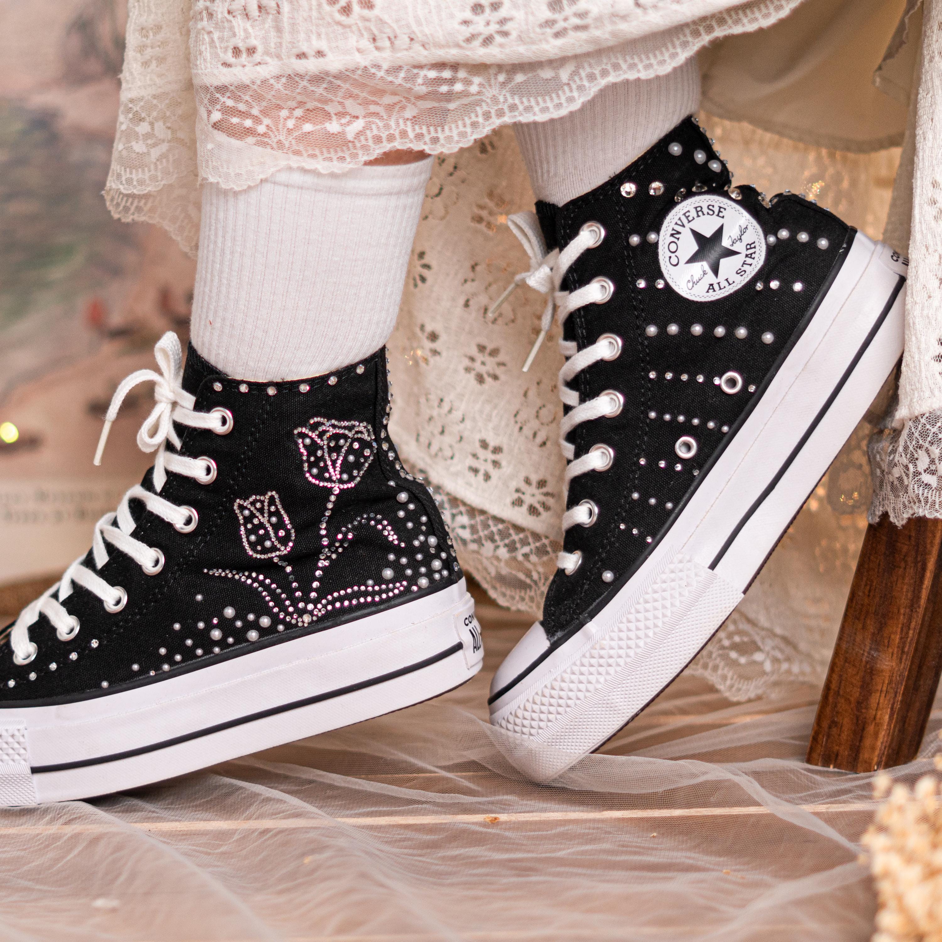 Unique Custom Embroidered Converse High Top, Converse Shoes Studded ...