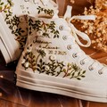 Custom Wedding Converse High Tops, Bridal Flowers Embroidered Shoes, Wedding Flowers Embroidered Sneakers, Personalized Gifts for Girlfriend product logo