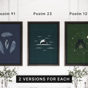 Set of 3 Bible Verses, Psalm 91, Psalm 23, Psalm 121, Digital Download, Gospel Art, Digital Print, Bible Wall Art, Faith Print