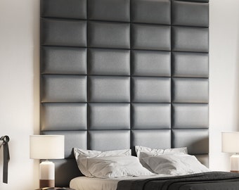 Upholstered wall cushion - leather - padded headboard bed - wall decor - sound absorber - wall covering - wall panel