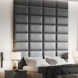 Upholstered wall cushion - leather - padded headboard bed - wall decor - sound absorber - wall covering - wall panel