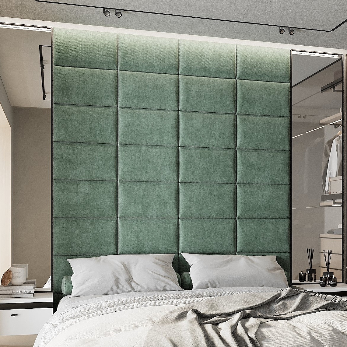 Wall cushion upholstery Mint 50x30 headboard bed padded wall Etsy