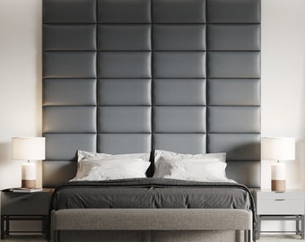 Upholstered wall cushion gray 60x30 leather padded headboard bed - wall decor - sound absorber - wall covering - wall panel