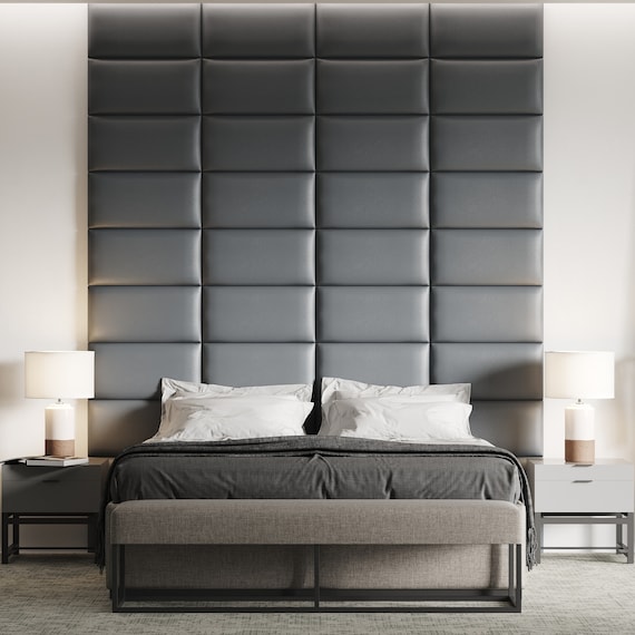 Upholstered Wall Cushion Gray 60x30 Leather Padded Headboard Bed
