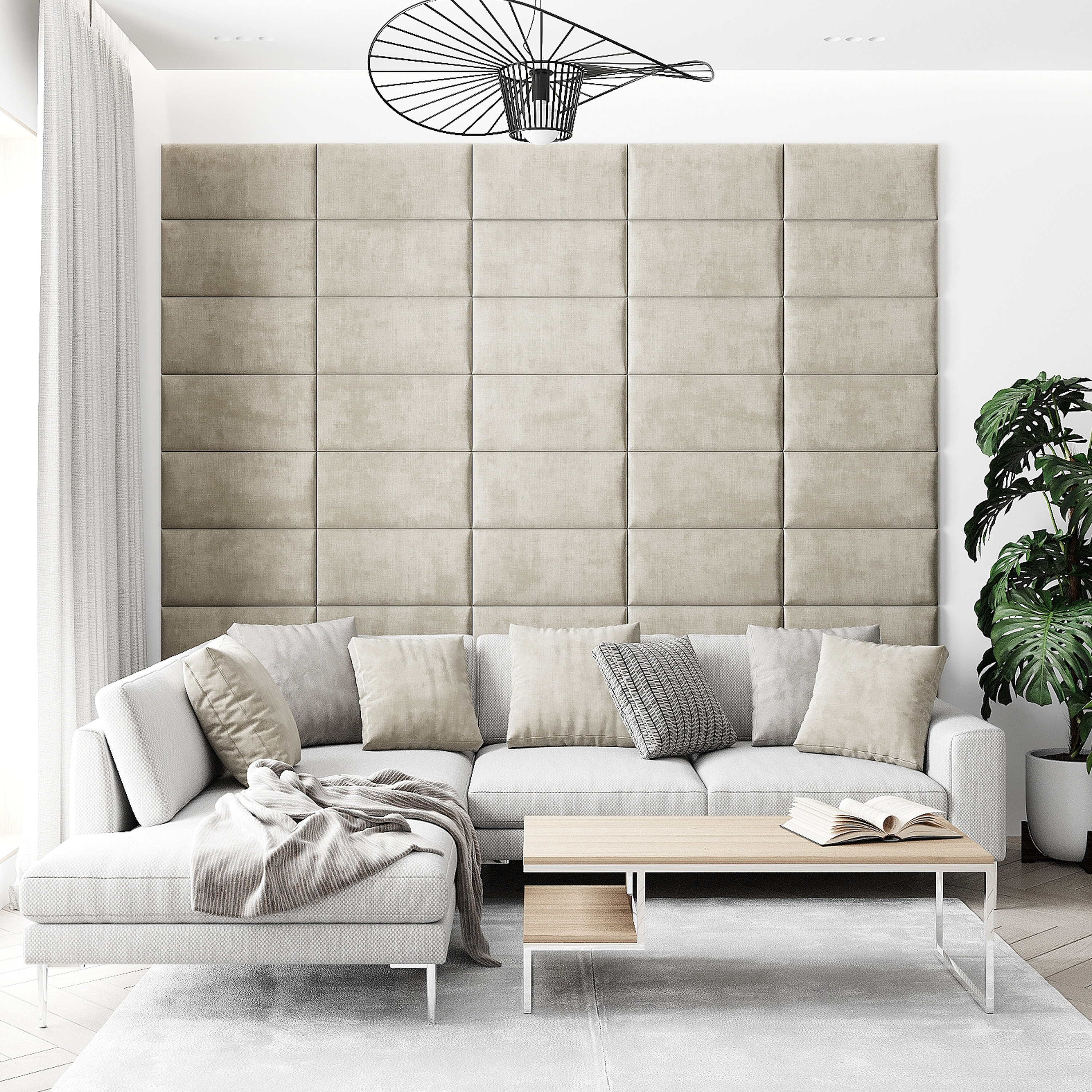 LIKMA Wandkissen Stoff Polsterpaneel 60x40cm - Gepolsterter Wandschutz In Creme