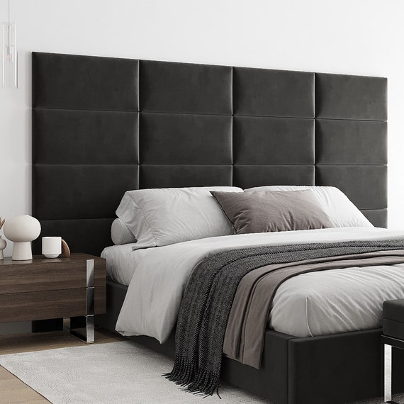 Charcoal grey velvet headboard deals