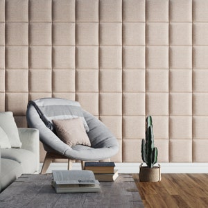 Wall cushion velour beige 30x30 cm - wall cushion with extra soft 50 mm padding
